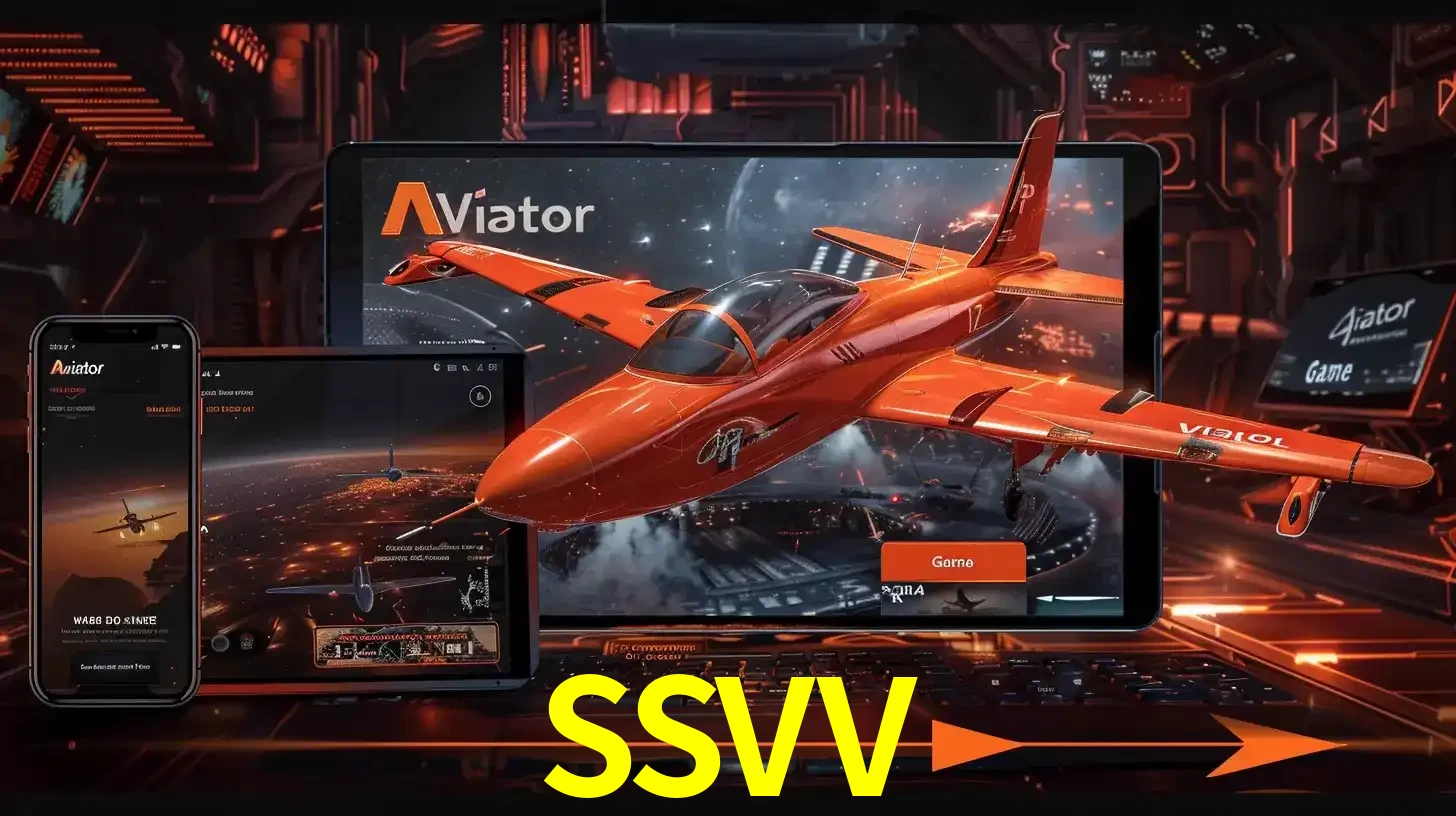 Apresentação tecnológica do jogo Aviator com um avião saindo da tela de um tablet, demonstrando a experiência imersiva em múltiplos dispositivos no SSVV.